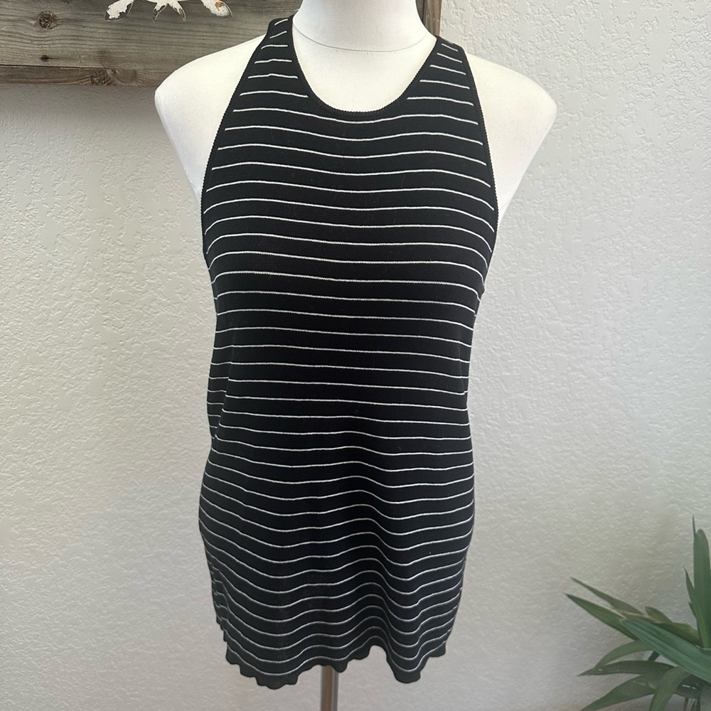 A.L.C. Black and White Striped Tank Top cotton knit ladies Large